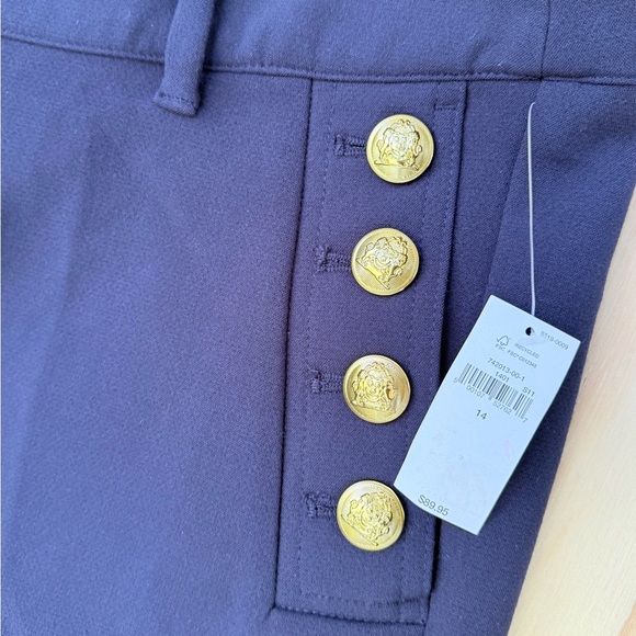 Gap Women’s Navy Sailor Pants Size 14 NWT Gold Button High Rise Flare Trousers - Picture 10 of 13